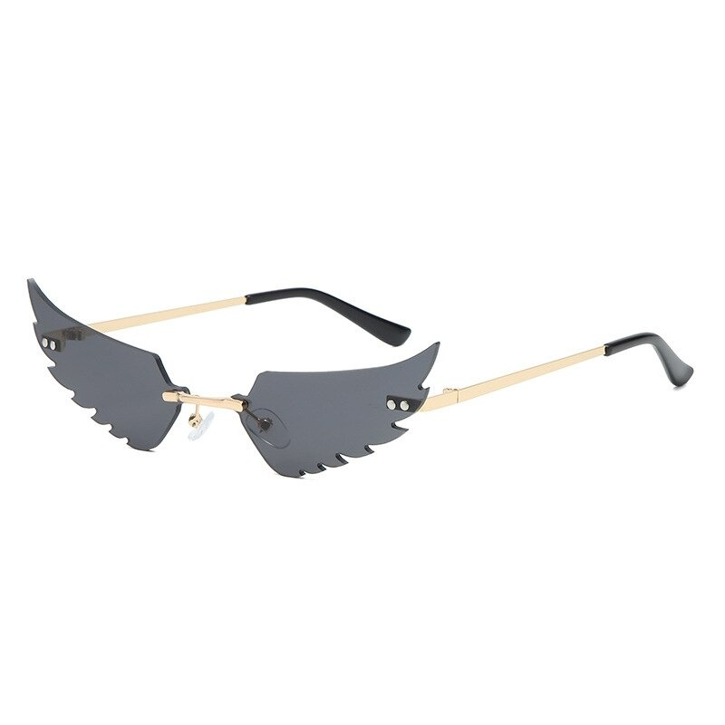 Vintage Steampunk Small Angel Wing Sunglasses for Women and Men / Rimless Ocean Eyewear UV400 - HARD'N'HEAVY