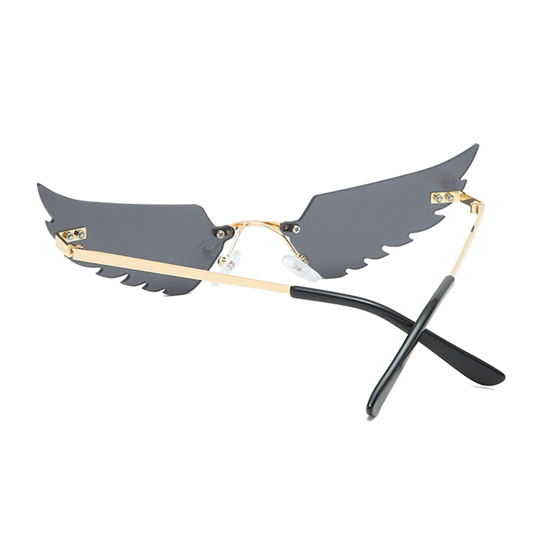Vintage Steampunk Small Angel Wing Sunglasses for Women and Men / Rimless Ocean Eyewear UV400 - HARD'N'HEAVY