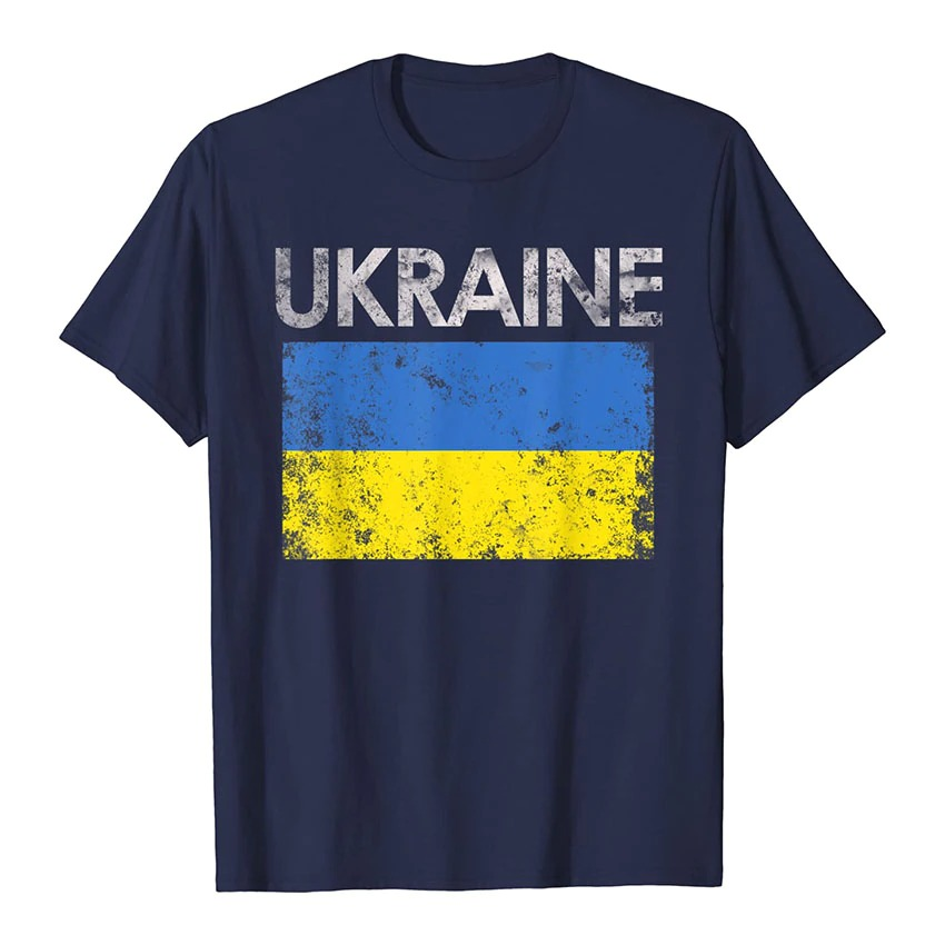 Vintage Ukrainian Flag T-Shirt for Men and Women / Fashion Short Sleeve Cotton T-Shirts - HARD'N'HEAVY