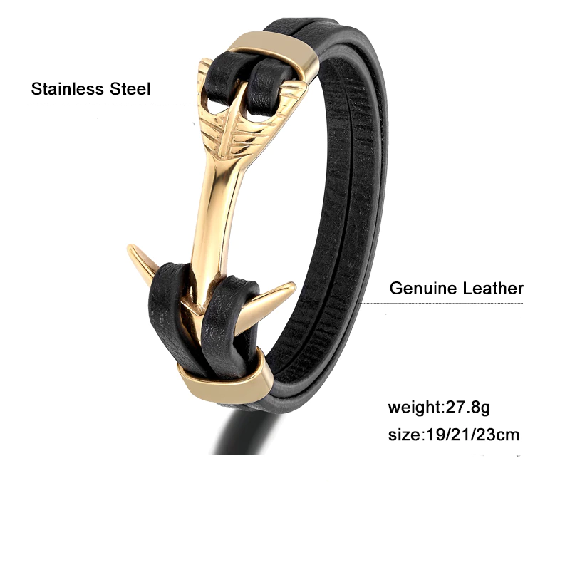 Vintage Unisex Black Bracelet / Stainless Steel Jewelry / Genuine Leather Elegant Bracelet - HARD'N'HEAVY