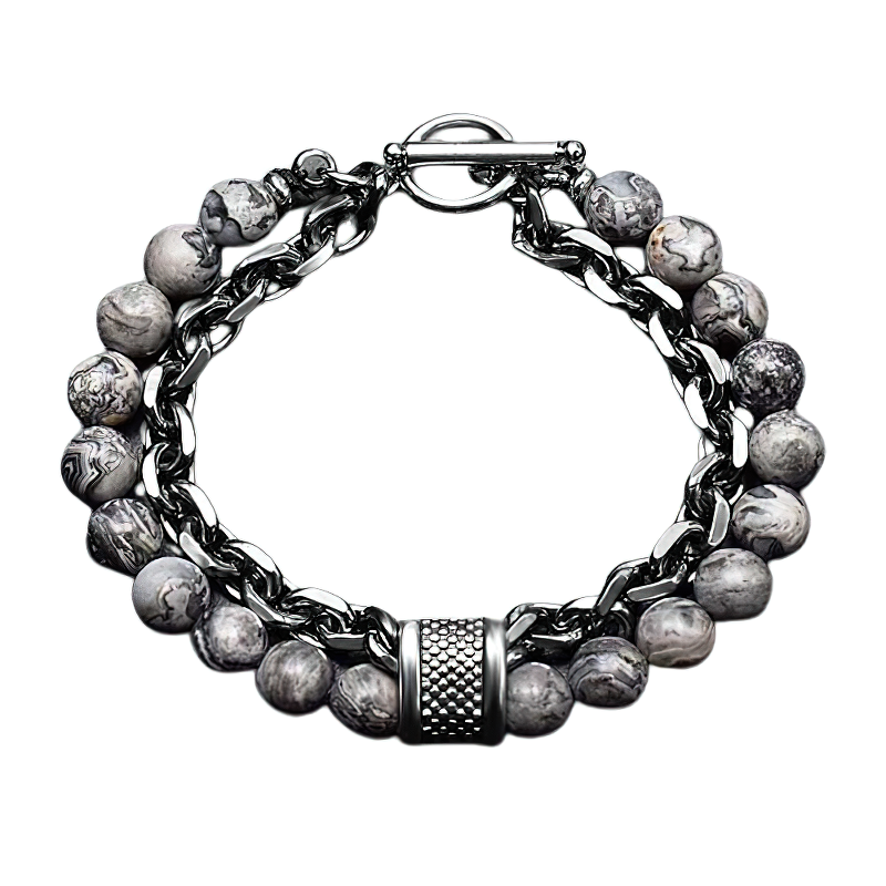 Vintage Unisex Jewelry / Cool Stainless Steel Bracelet With Stones / Rock Style Alloy Bracelet - HARD'N'HEAVY