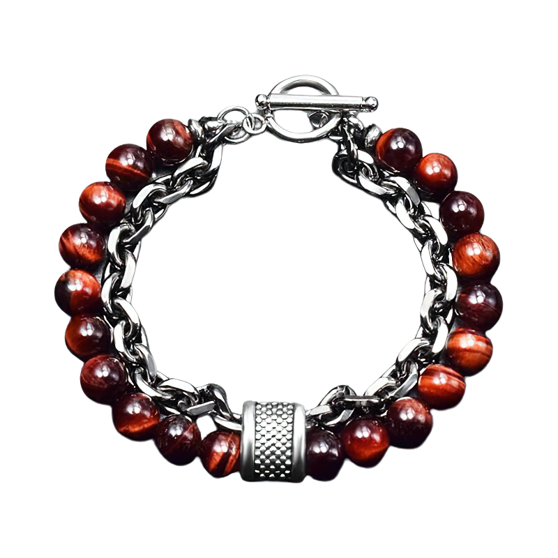 Vintage unisex stainless steel bracelet with colorful stones for a cool rock style accessory.