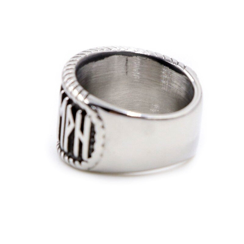 Stylish vintage Viking stainless steel ring with Celtic symbols, perfect for gothic fashion, unisex design.
