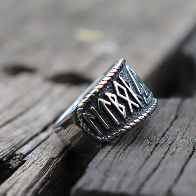 Vintage Viking stainless steel ring with Celtic symbols, perfect gothic style jewelry for men and women.