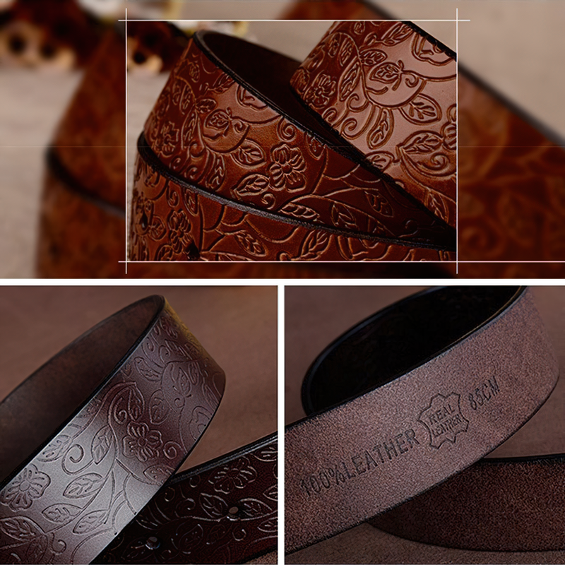 Vintage women leather belt showcasing intricate flower designs, perfect for gothic style outfits and fashion expression.
