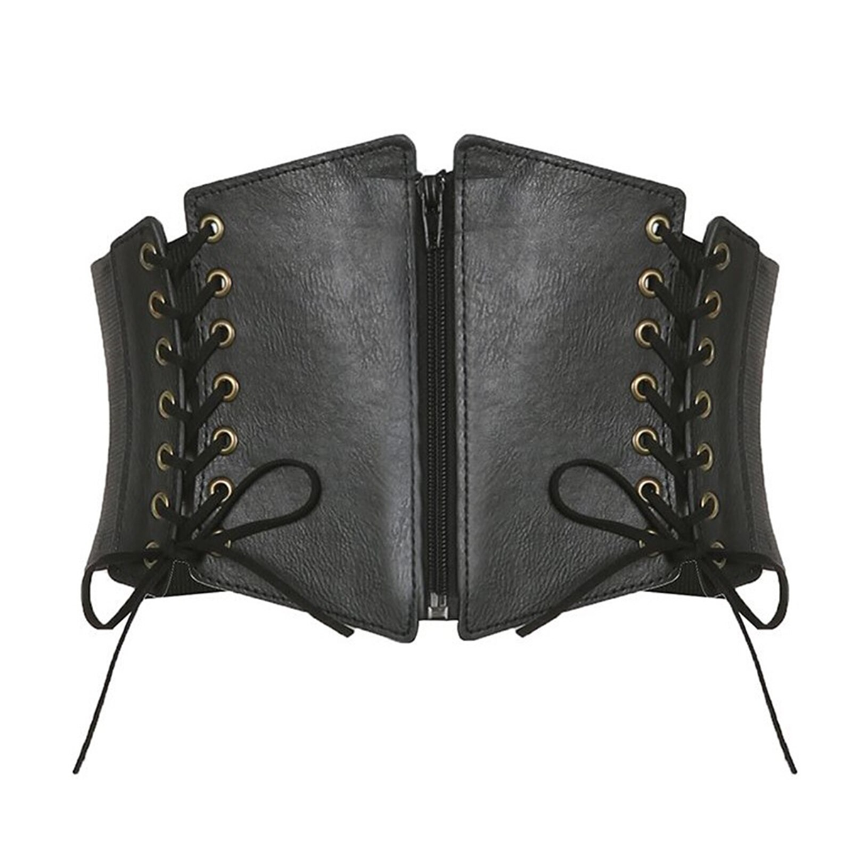 Vintage Women's Lace-Up and Zipper Up Wide Belt / Elegant Slim Corset Belt in Gothic Style - HARD'N'HEAVY