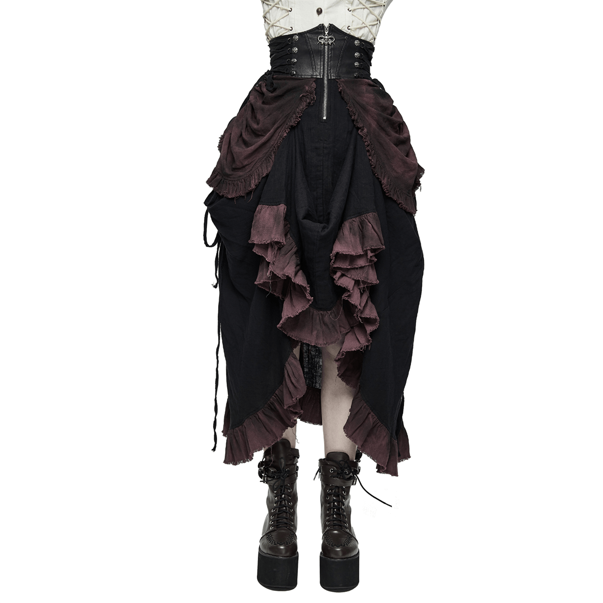 Vintage Women's Muti-layered Ruched Skirt Gown / Punk Style Ladies High Waist Skirts - HARD'N'HEAVY
