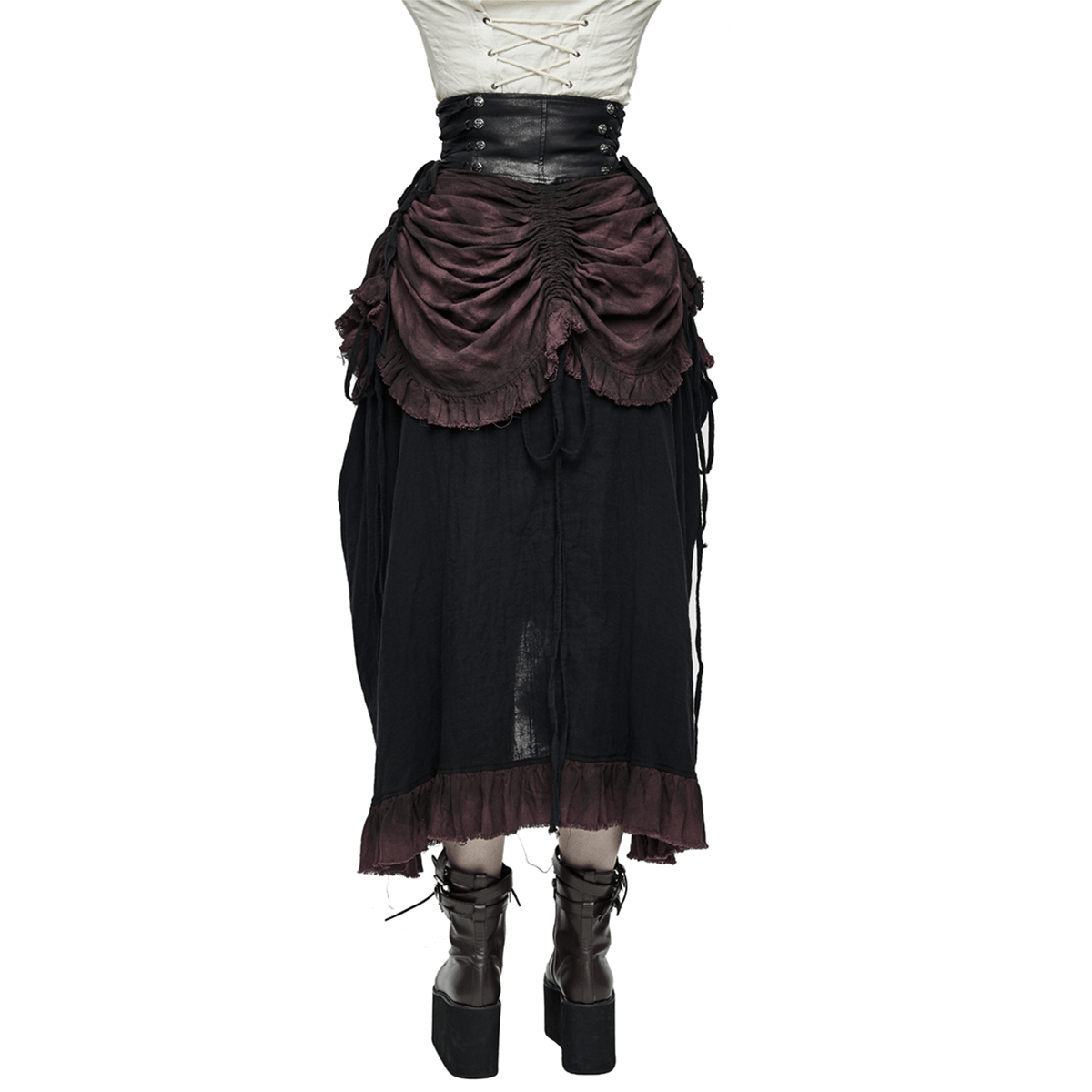 Vintage Women's Muti-layered Ruched Skirt Gown / Punk Style Ladies High Waist Skirts - HARD'N'HEAVY