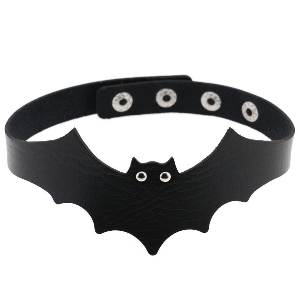 Vintage women's bat-shaped choker necklace, perfect handmade accessory for Halloween celebrations.