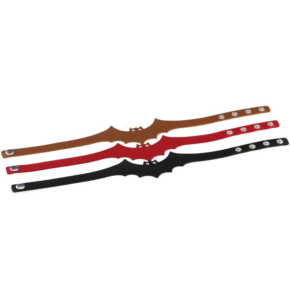 Handmade vintage women's bat choker necklaces in brown, red, and black, perfect Halloween accessories.