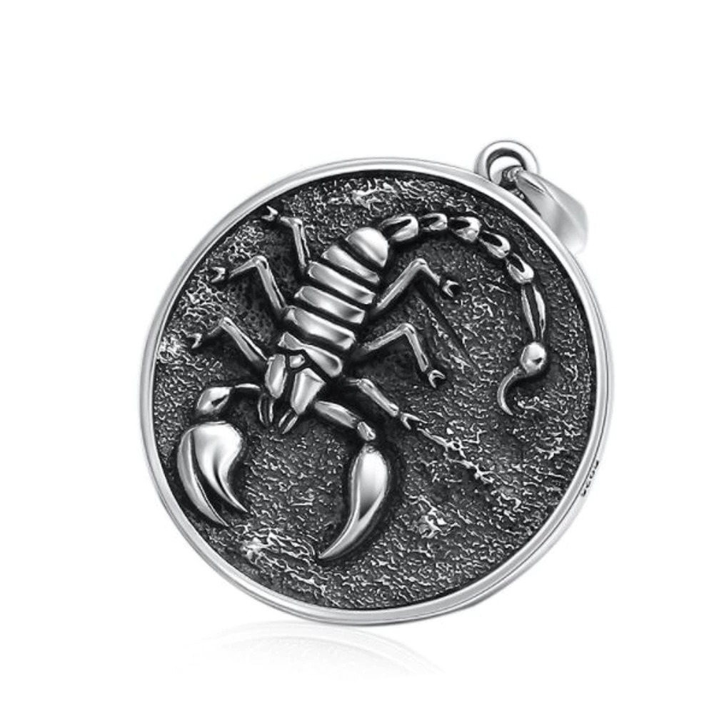 Vintage silver scorpion pendant, unisex rock style jewelry for a bold statement.