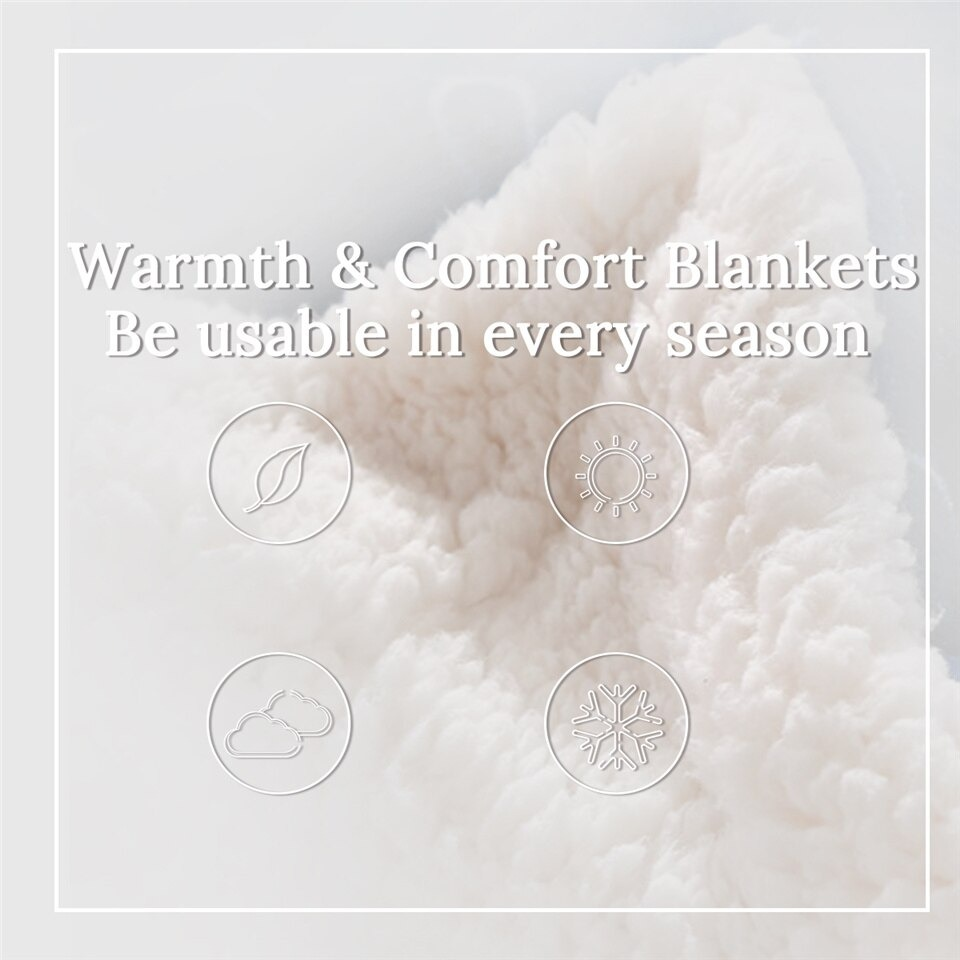 Warmth and comfort blankets suitable for every season with cozy texture and seasonal icons.