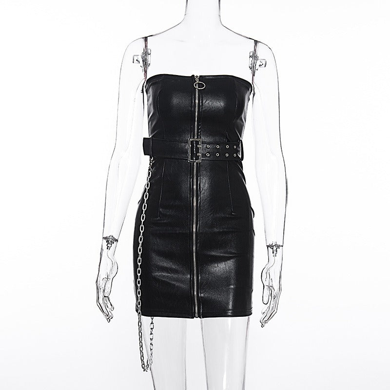 What to Wear to a Concert / Zipper Corset Dress with Sash and Chain in Gothic Style - HARD'N'HEAVY