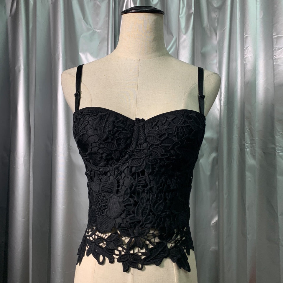 White and Black Lace Bras for Women / Steampunk Corset Tops / Female Edgy Clothing - HARD'N'HEAVY