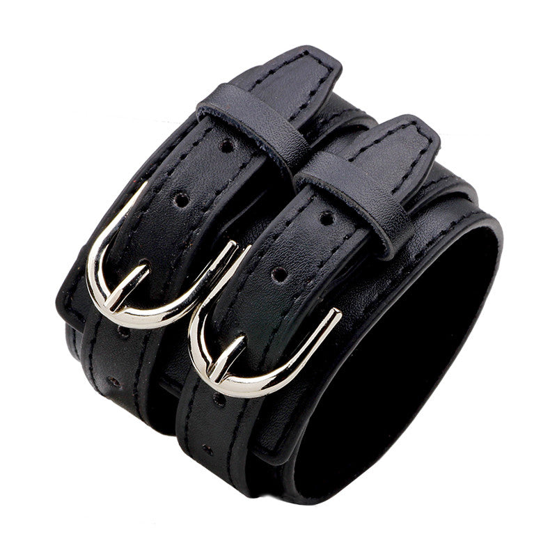 Wide Belt Genuine Leather Charm Bracelet / Alternative Fashion Vintage Rock Accessories - HARD'N'HEAVY