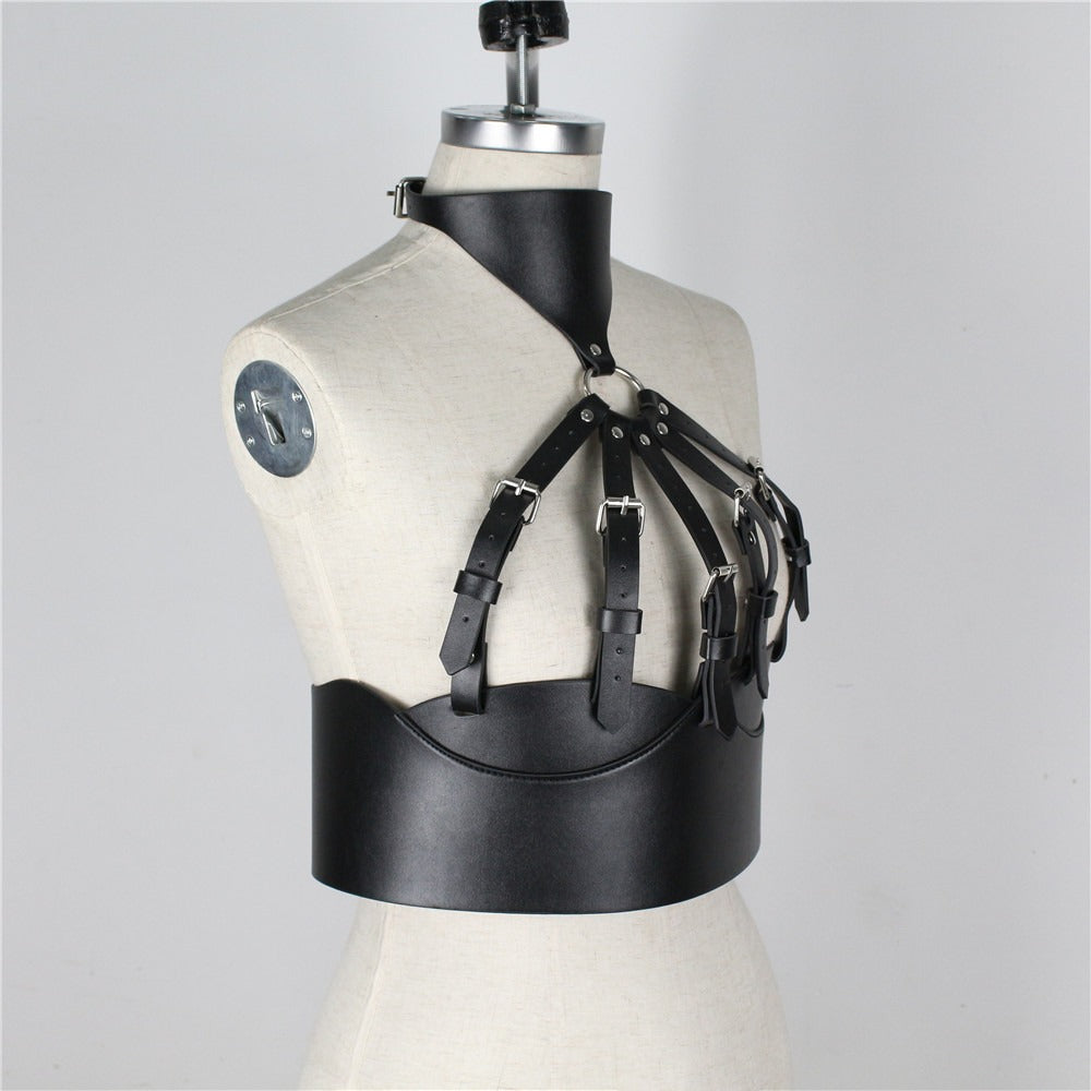 Gothic bra belt set grey/black