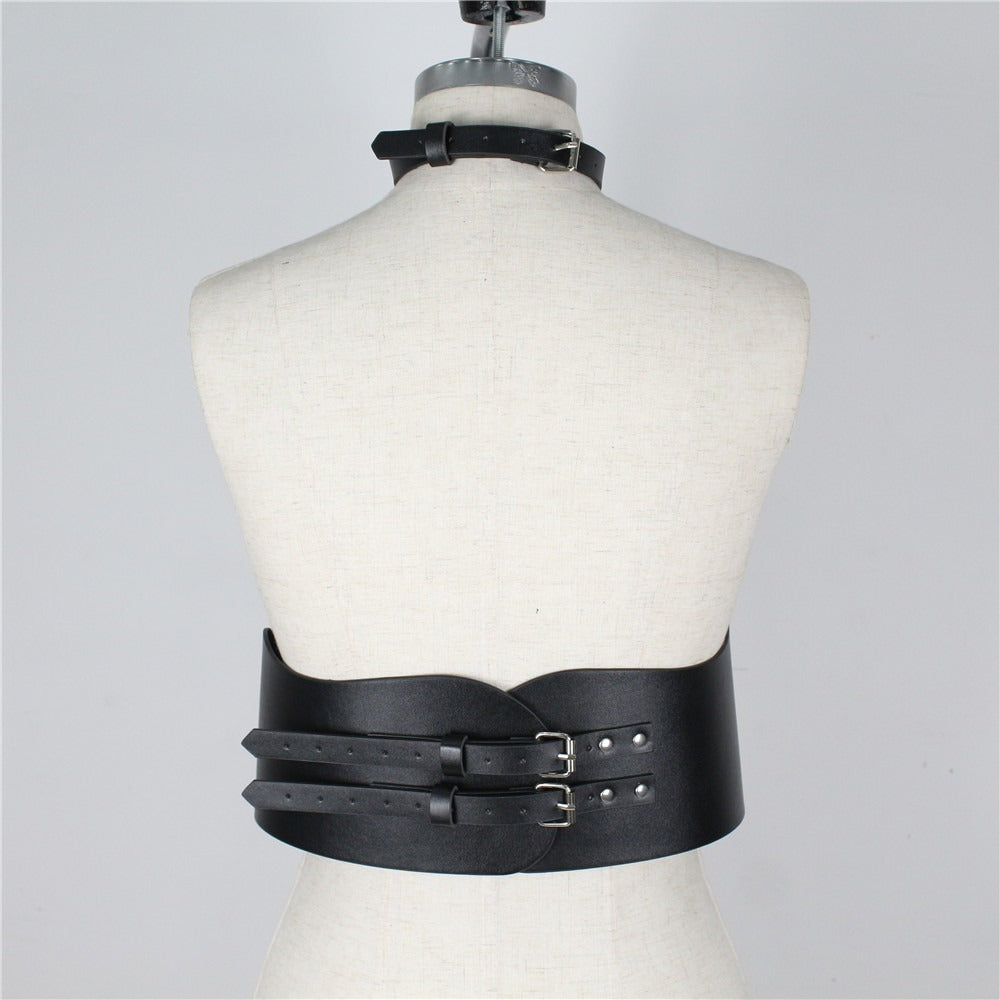 Wide Black Belts for Women / Sexy Bra Garter Belt / Gothic Body Bound Harness / Female Rave Outfits - HARD'N'HEAVY