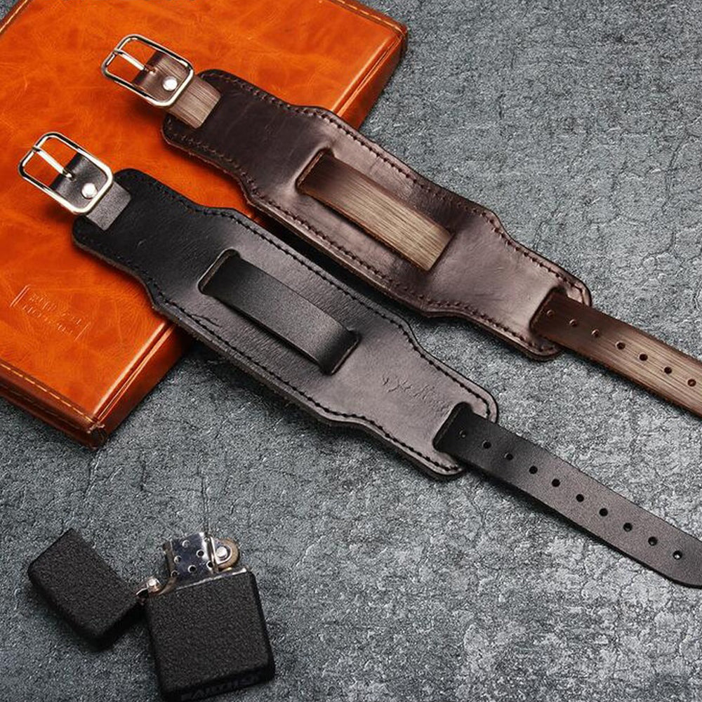 Wide Genuine Leather Bracelets & Bangles / Vintage Rock Style Wristband / Unisex Biker Jewelry - HARD'N'HEAVY