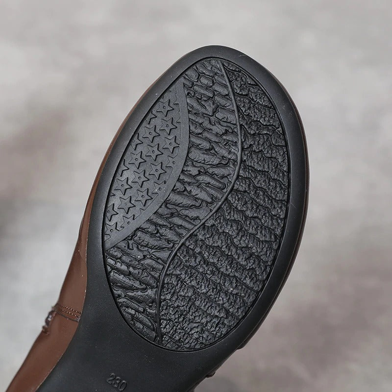 Winter Genuine Leather High Heels Ankle Boots / Elegant Women's Warm Shoes - HARD'N'HEAVY