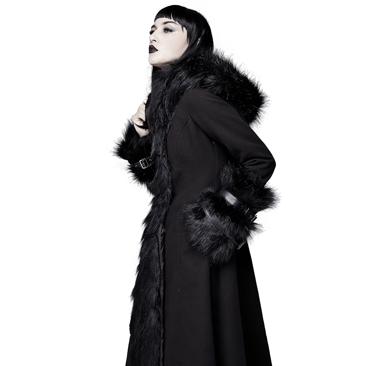 Winter is Coming Gothic Style Black Long Coat / Female Thick Alternative Clothing - HARD'N'HEAVY