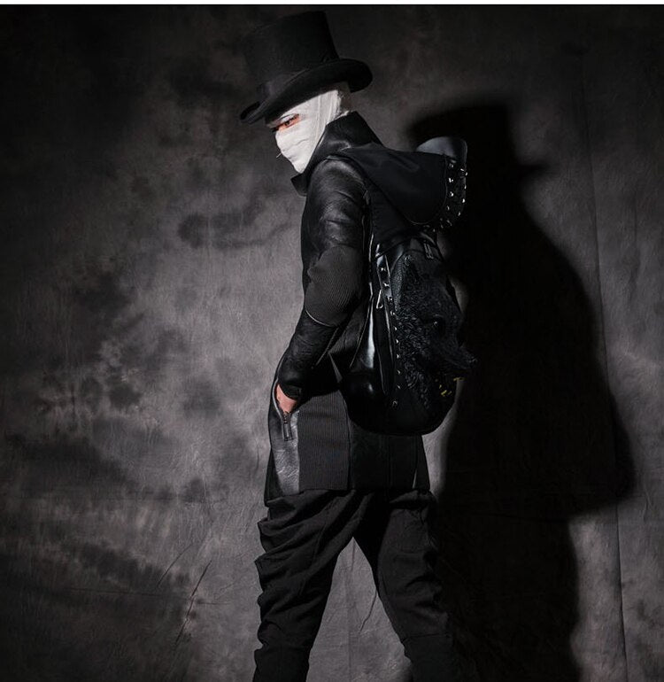 Wolf Backpack with Hood & Rivets / Alternative Fashion - HARD'N'HEAVY