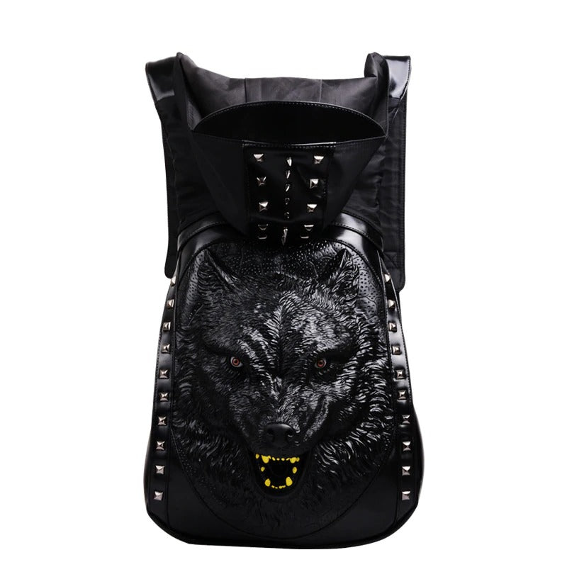 Wolf Backpack with Hood & Rivets / Alternative Fashion - HARD'N'HEAVY