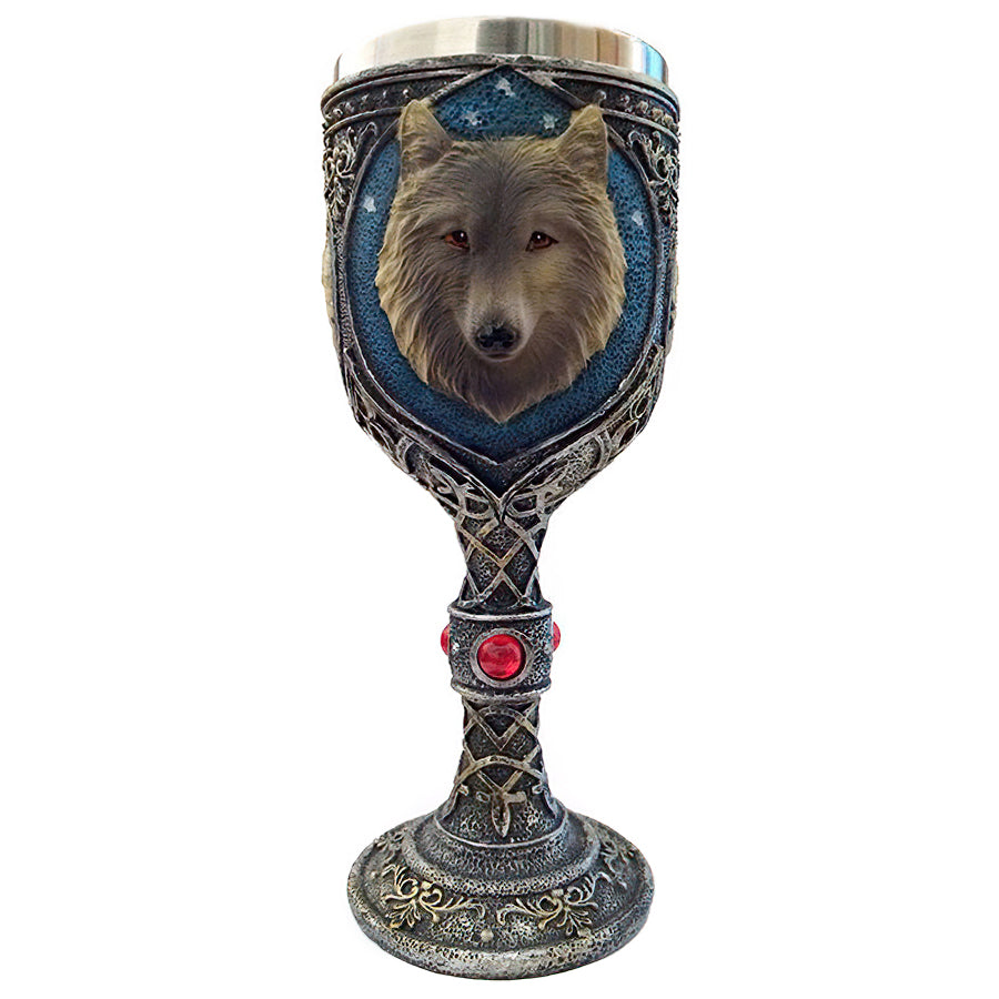 Wolf King Stainless Steel and Resin 200ml Retro Wine Glass / Unique Cocktail Drinkware - HARD'N'HEAVY