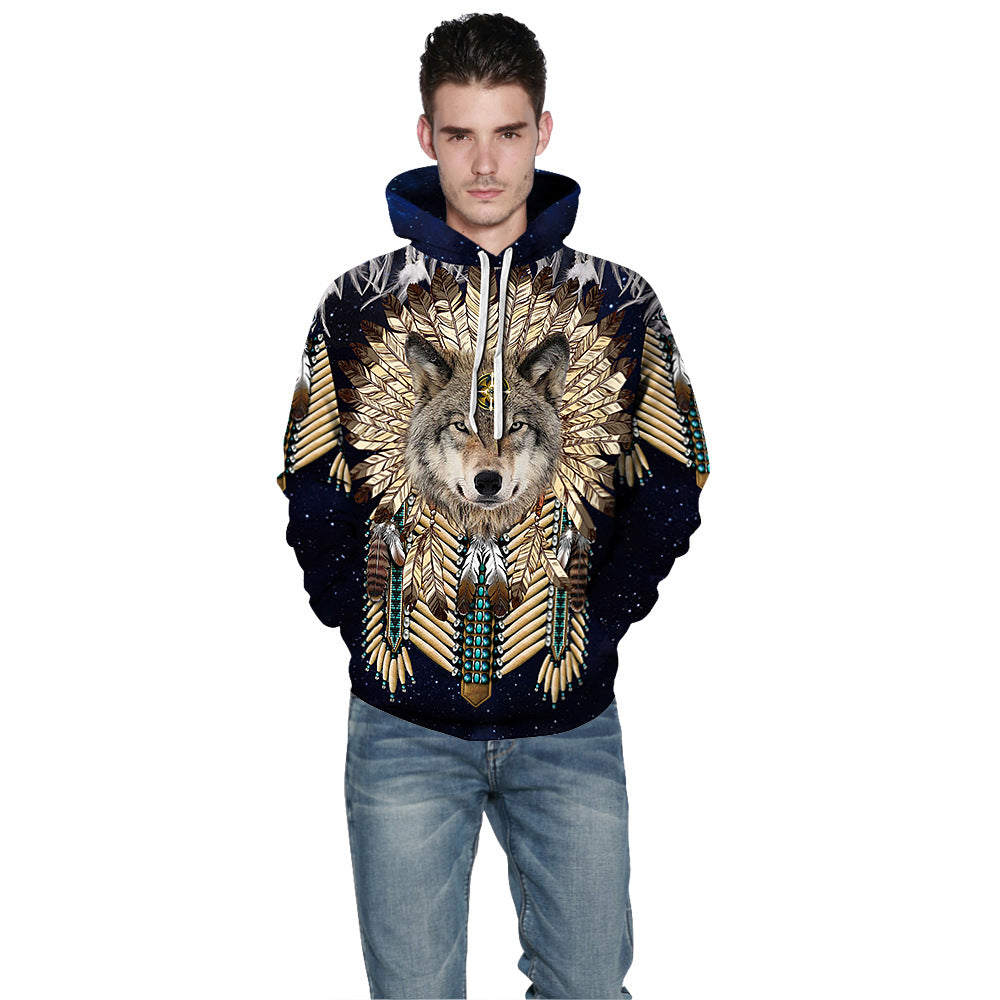 Wolf Nature Hooded Men's Tops / Alternative outfits 3D Print Sweatshirt in Native Style - HARD'N'HEAVY