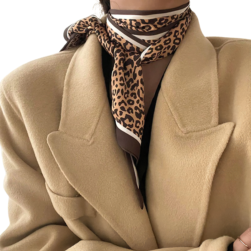 Woman Silk Bandana Of Leopard Print / Stylish Silk Scarf / Headwear Accessories - HARD'N'HEAVY