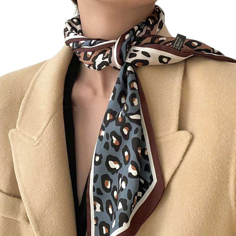 Woman Silk Bandana Of Leopard Print / Stylish Silk Scarf / Headwear Accessories - HARD'N'HEAVY