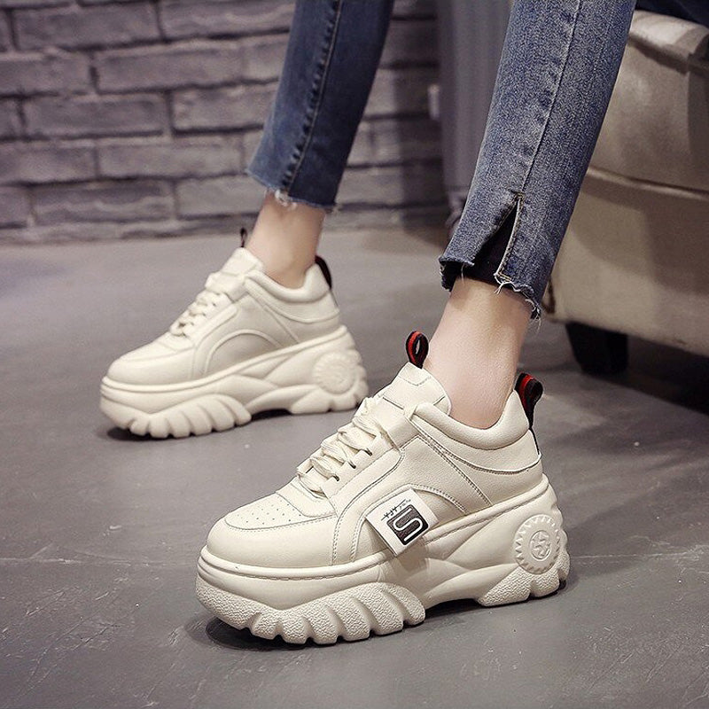Woman's High Platform Sneakers / Breathable Aesthetic Shoes - HARD'N'HEAVY