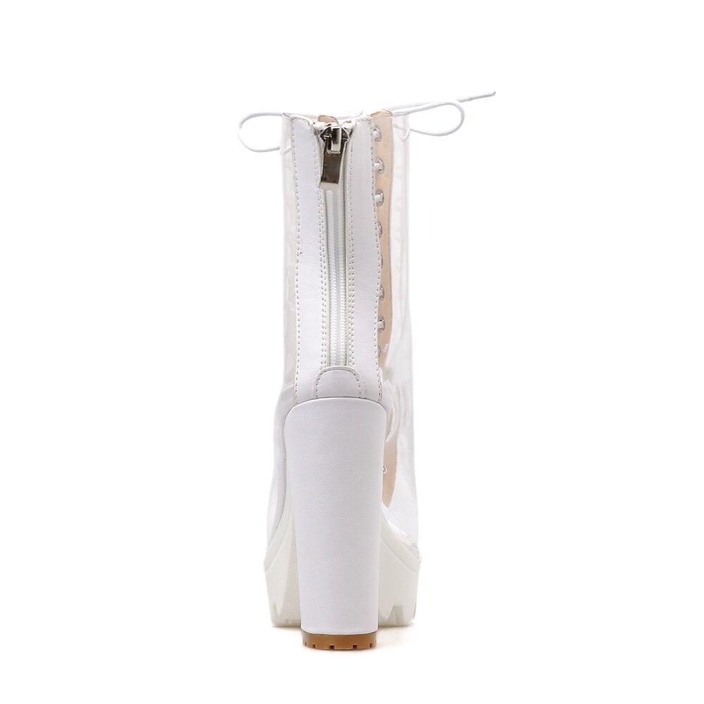 Women ankle transparent pumps with peep toe and zip back, perfect for stylish outfits and versatile fashion.