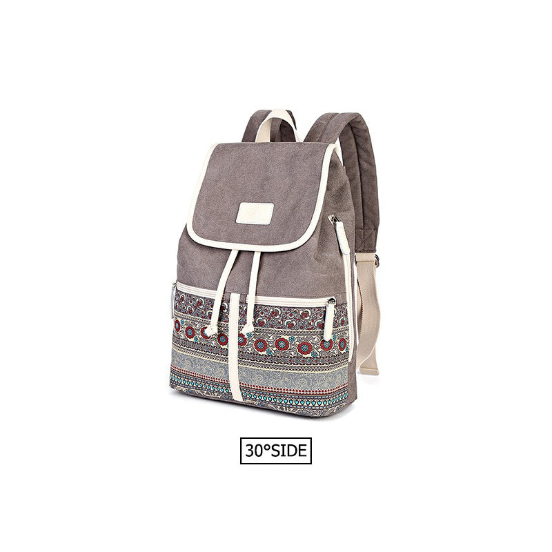 Women backpack with national style printing, ideal for daily outings and excursions.