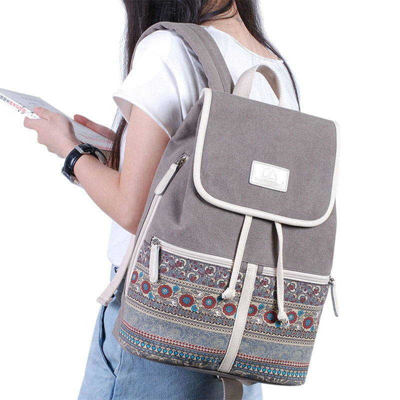 Women Backpack with National Style Printing Design - HARD'N'HEAVY