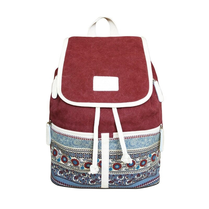 Stylish women backpack with national style printing, perfect for excursions and everyday use.