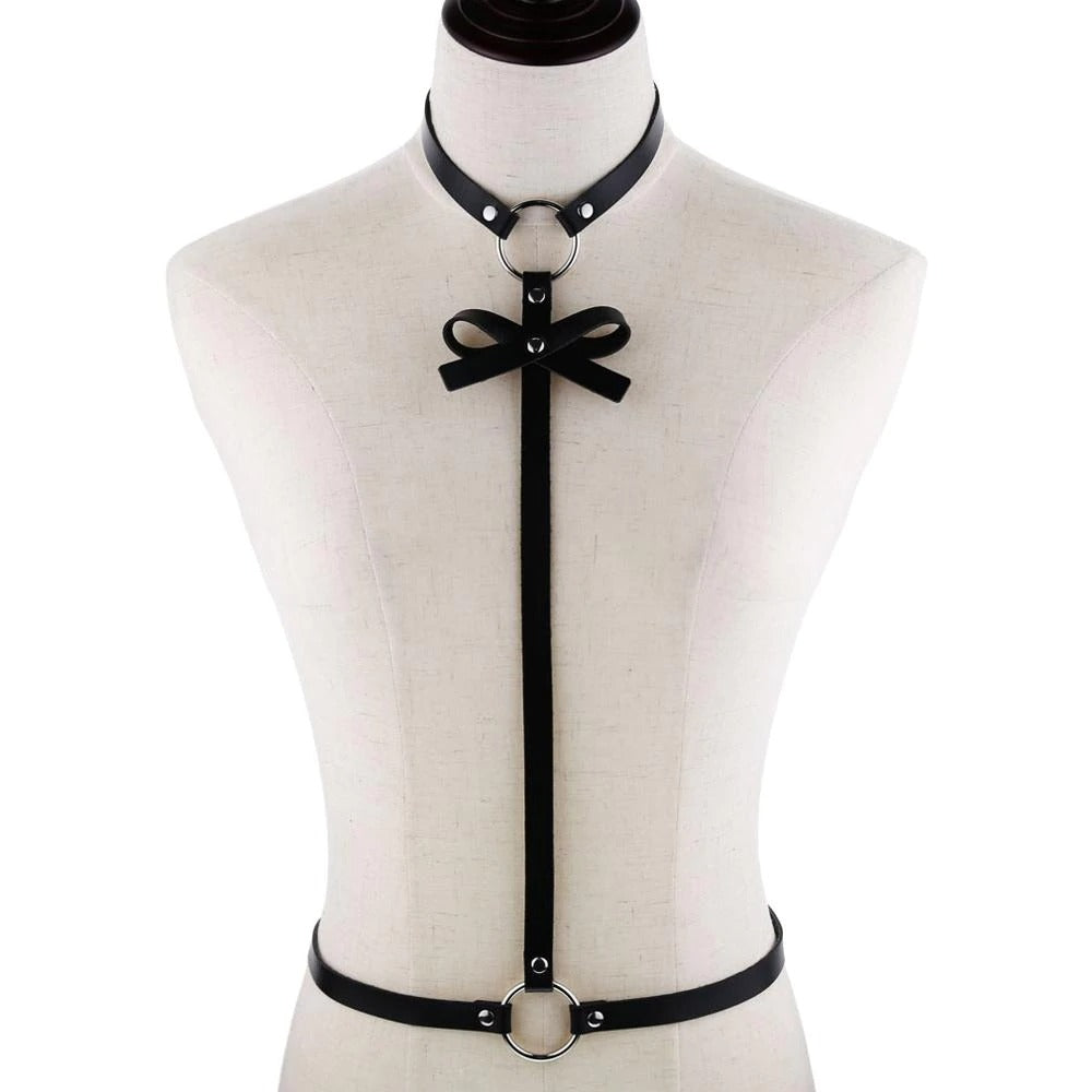 Women Beach Collar Goth Choker / Body Leather Harness / Bondage Style Accessory - HARD'N'HEAVY
