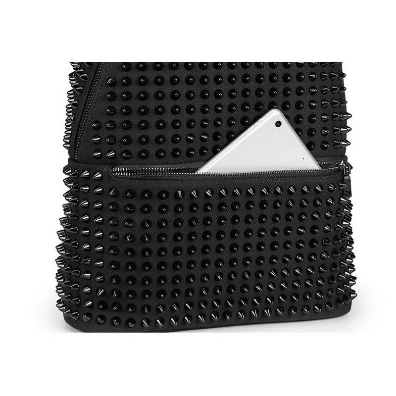 Women Black Backpack with Large Capacity and with Many of Rivets / Rock Style Accessories - HARD'N'HEAVY