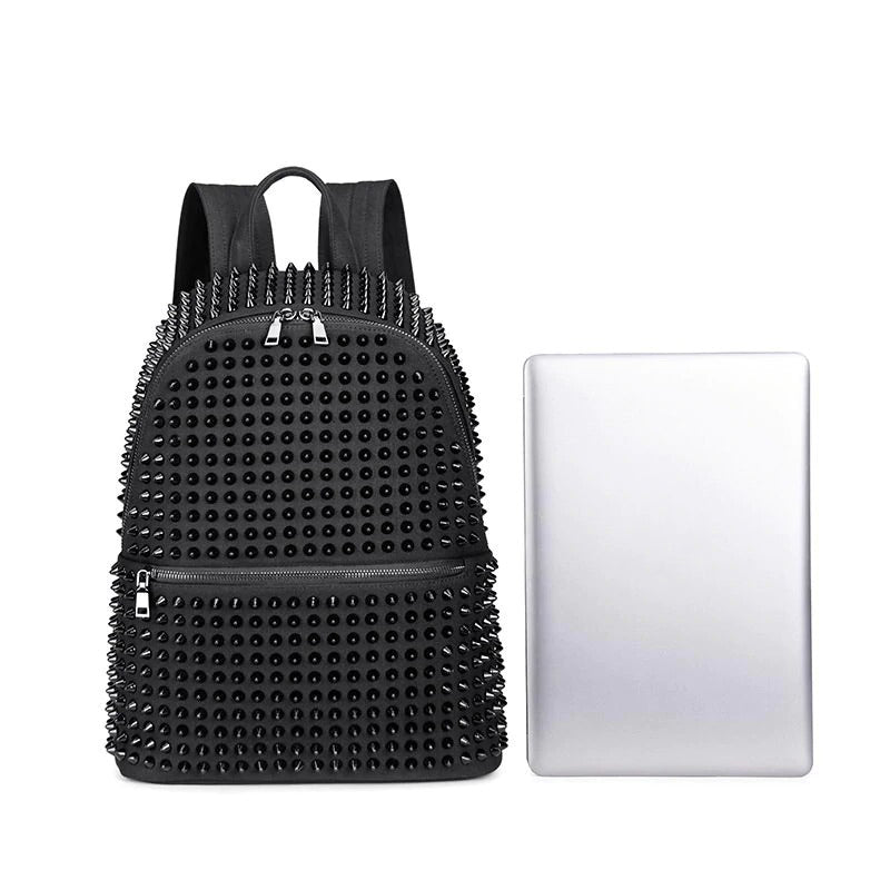 Women Black Backpack with Large Capacity and with Many of Rivets / Rock Style Accessories - HARD'N'HEAVY