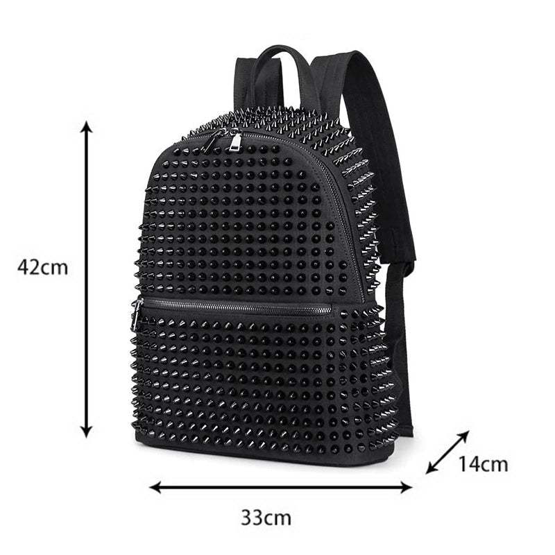 Women Black Backpack with Large Capacity and with Many of Rivets / Rock Style Accessories - HARD'N'HEAVY