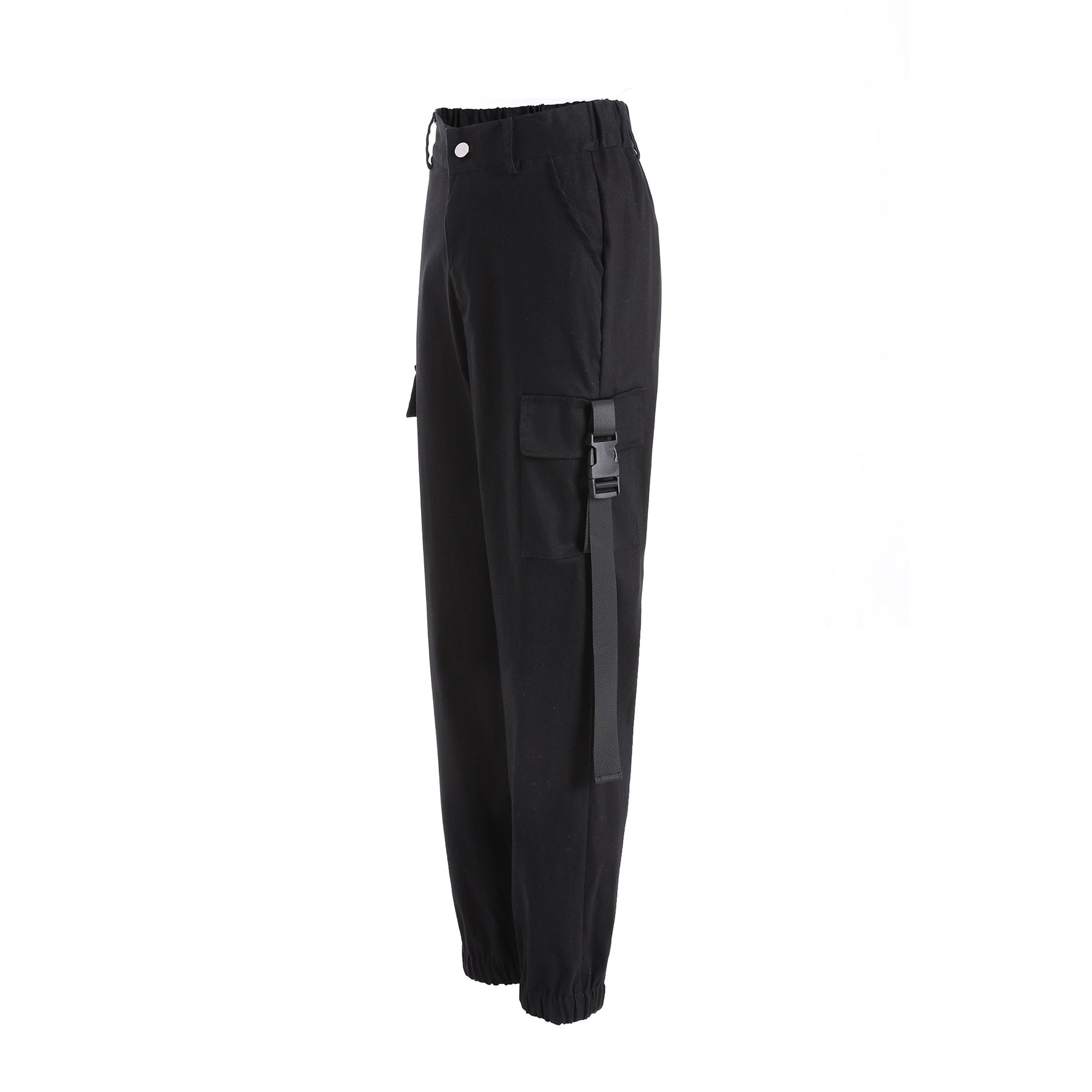 Women Cargo Pants / Joggers Black High Waist Loose Female Trousers in Rock Style - HARD'N'HEAVY