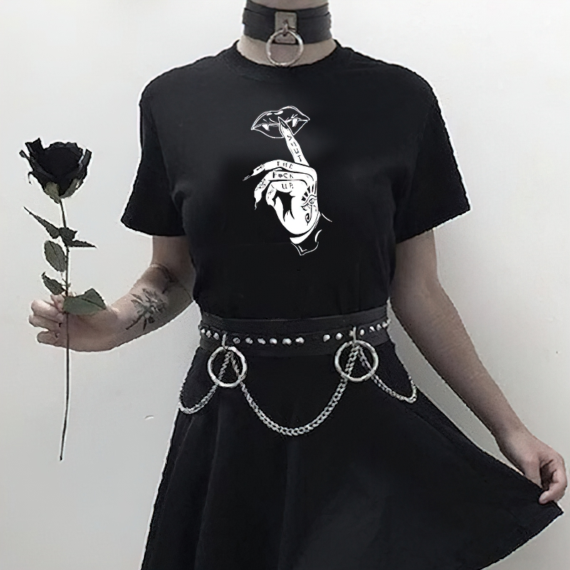 Casual Streetwear Gothic T-Shirt / Goth Stylish / Graphic Tees For Women - HARD'N'HEAVY