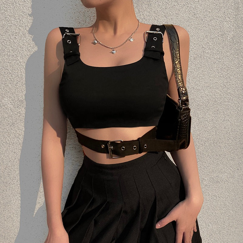 Women Cropped Streetwear Backless Tank Tops / Summer Fashion Crop Top - HARD'N'HEAVY