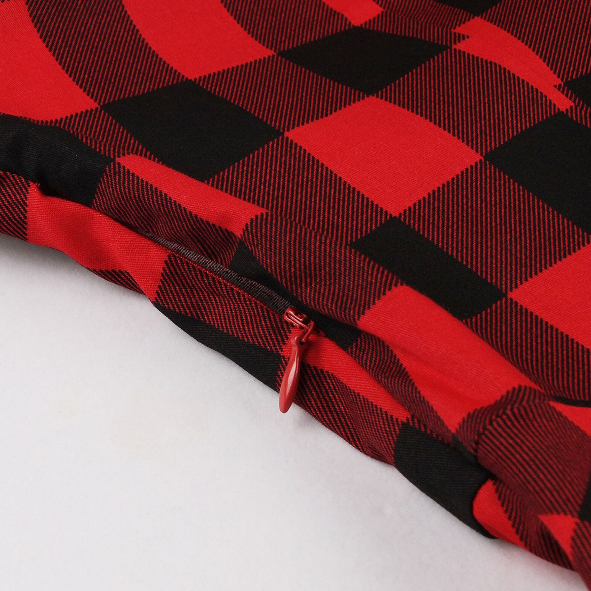 Women Edgy Clothing / Red Plaid Vintage Style Dress / Cotton Zipper Flared Dresses - HARD'N'HEAVY