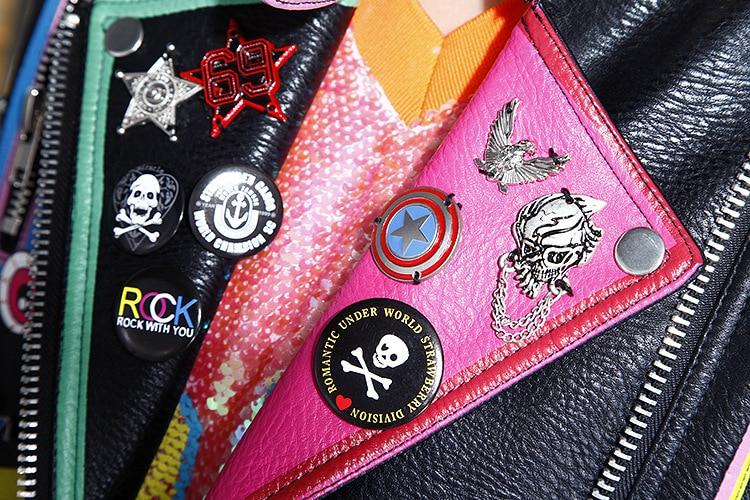 Women Faux Leather Graffiti Print Jacket / Rock Rave Outfits / Motorcycle Zipper Jacket - HARD'N'HEAVY