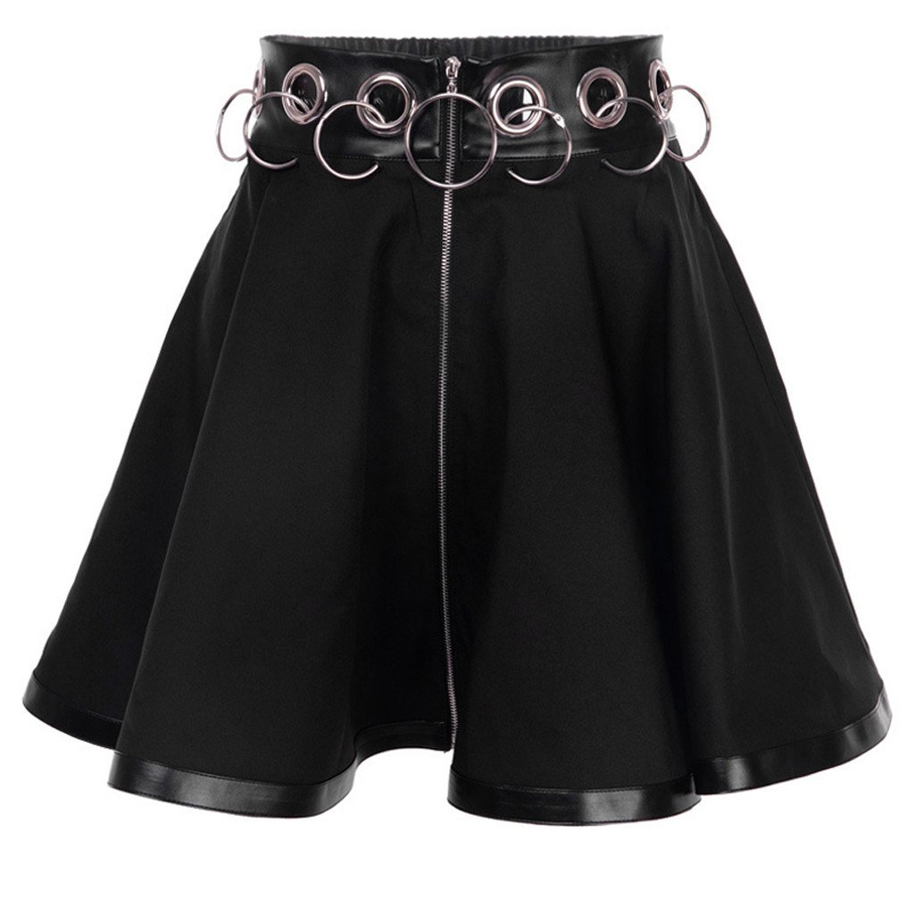 Women Gothic Skirts with Metal Rings and Zip / Alternative Style Clothing - HARD'N'HEAVY
