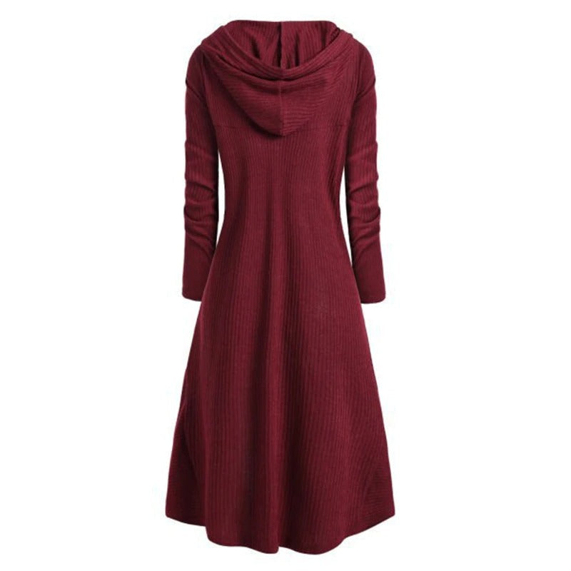 Women Hoodies Coat Dress / Long Sleeve 6 Color Pullover Dresses in Gothic Clothing - HARD'N'HEAVY
