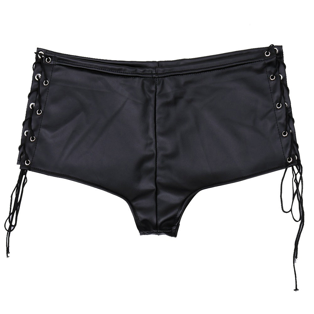 Women Patent Leather Hot Short Shorts / Lace-Up Bandage at Sides Sexy Shorts Panties - HARD'N'HEAVY