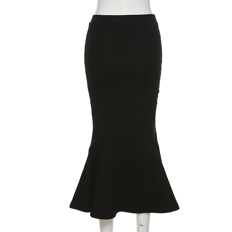 Women's Black Flared Skirt with Split / Gothic Style Sexy Skirts / Alternative Female Clothing