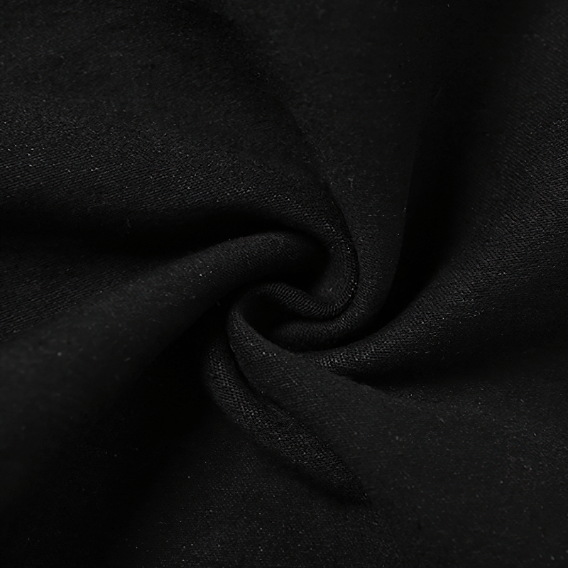 Close-up of luxurious black fabric showcasing soft texture for women's gothic flared skirts.