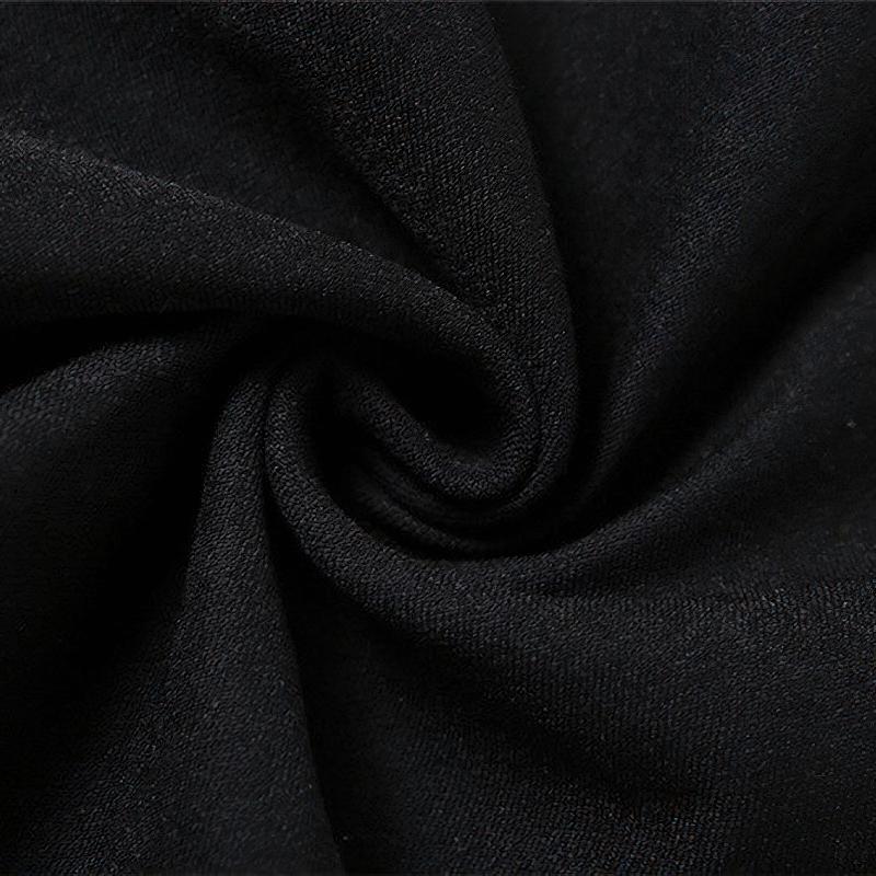 Close-up of soft black fabric showcasing the texture for a women's tube dress.